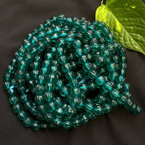Glass Beads, Pumpkin Shape, 8mm, Pack Of 50 Pcs, Peacock Blue