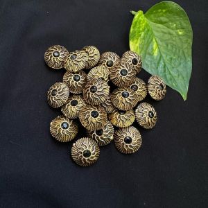 Victorian Beads, Antique Gold, Round, Black