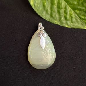 Natural Lace Agate Pendant,Teardrops,Yellow