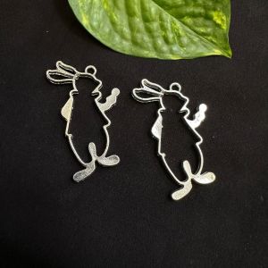 Resin Pendant / Earrings Mould, Brass with Silver Polish,Rabbit Design,5inch