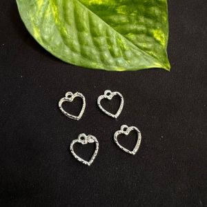 Resin Pendant / Earrings Mould, Brass with Silver Polish,Heart Design,1inch,Sold by 2 pair