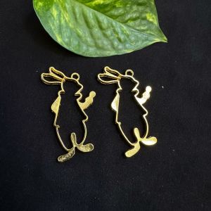 Resin Pendant / Earrings Mould, Brass with Gold Polish,Rabbit Design,5inch