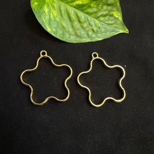 Resin Pendant / Earrings Mould, Brass with Gold Polish,Wavy Star Design,5inch