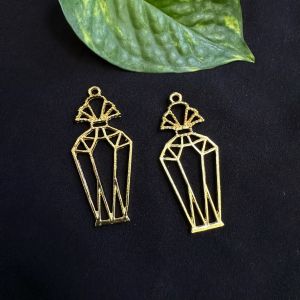 Resin Pendant / Earrings Mould, Brass with Gold Polish, Cage design