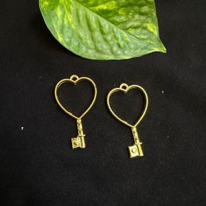 Resin Pendant / Earrings Mould, Brass with Gold Polish,Heart Key,4inch