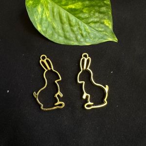 Resin Pendant / Earrings Mould, Brass with Gold Polish,Rabbit Design,4inch