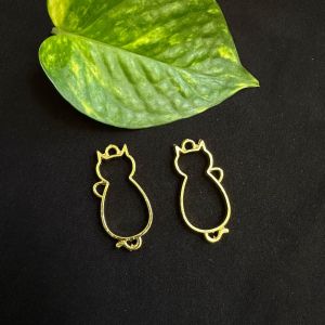 Resin Pendant / Earrings Mould, Brass with Gold Polish,Cat Frame Design,3.5inch