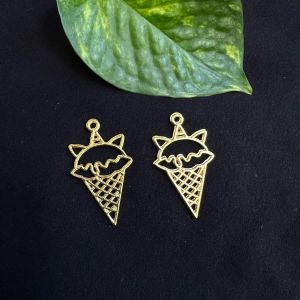 Resin Pendant / Earrings Mould, Brass with Gold Polish,Icecream Design,3inch