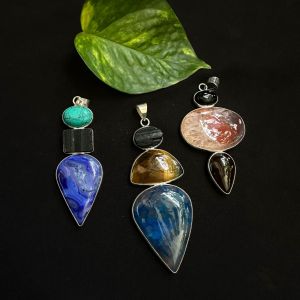 Gemstone Pendants, 3 mix stones, Multicolor Pack Of 3