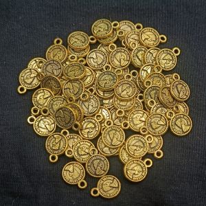 Antique Gold Charms, (Small Coin), Pack Of 25grms