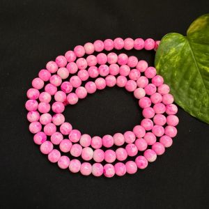 Printed Glass Beads, 8mm, Round,Pink, 30"(100 Beads Approx)