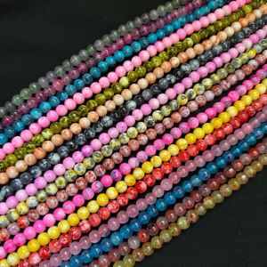 Printed Glass Beads,8mm, Pack Of 17 Colors, (30" String Approx 100 Beads)