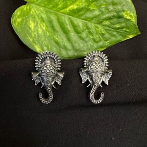 Silver replica Earrings,Ganesha Design Earrings