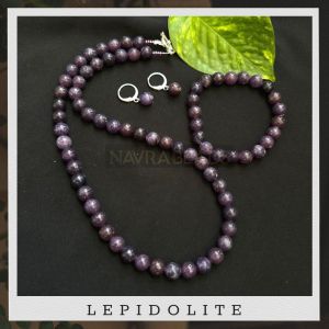 Gemstone Necklace With Bracelet ,Lepidolite