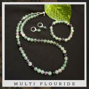 Gemstone Necklace With Bracelet,MultiFlouride