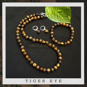 Gemstone Necklace With Bracelet,Tiger Eye