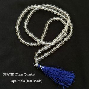 Spatik clear quartz japa mala(108),6mm