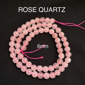 Natural Gemstone Beads, ( Rose Quartz) 6mm