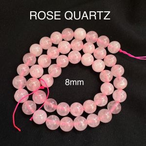 Natural Gemstone Beads, 8mm Round, Rose Quartz (Original)