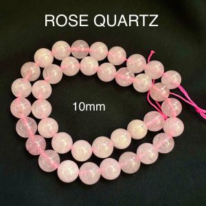 Natural Gemstone Beads, 10mm Round, Rose (Quartz)