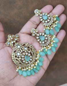 Victorian Pendent With Earrings, Seagreen