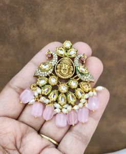 Victorian (Balaji) Pendent with peacock, Baby pink