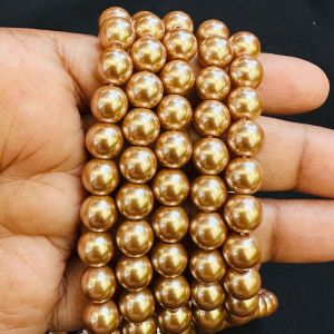 A+ Swarovski Replica Pearls (Good Shine), Bright Gold, 8mm