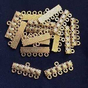 Antique Gold Connector, 5 To 1 Hole, Pack Of 10 Pcs