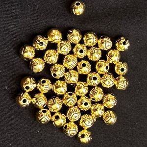 Antique Gold Beads,4x5mm ,(round shape),Sold by 25 gms (approx 35 to 40 beads)