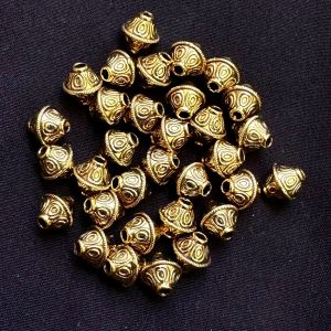 Antique Gold Beads,6 mm ,(bicone shape),Sold by 25 gms (approx 30 to 35 beads)