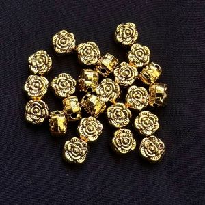 Antique Gold Beads, 6mm ,Rose Shape Sold by 25 gms 