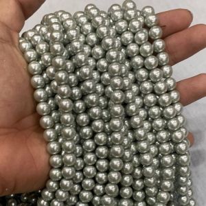 A+ Quality Glass Pearls , 8mm, Round,Light Grey