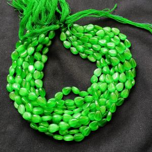 Monolisa (Imitation Cats Eye) Flat Teardrop Beads, 10X8mm,Leaf Green