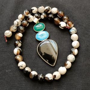 Combo of Gemstone Pendant +Onyx beads