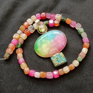 Combo of Gemstone Pendant +square agate beads