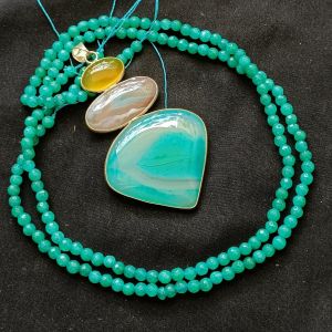 Combo of Gemstone Pendant+agate beads