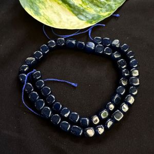 Natural Square Agate Beads, 8mm, Navy Blue