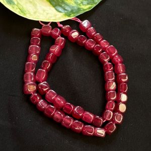 Natural Square Agate Beads, 8mm, Ruby Pink