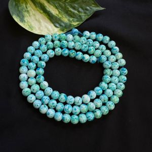Printed Glass Beads,Blue Double Shade ,30"(100 Beads Approx)