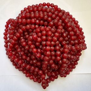 Glass Beads, Pumpkin Shape, 8mm, Red
