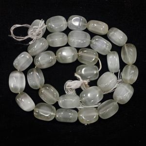 Monolisa (Imitation Cats Eye) Flat Oval Beads, 9x6mm, Half White