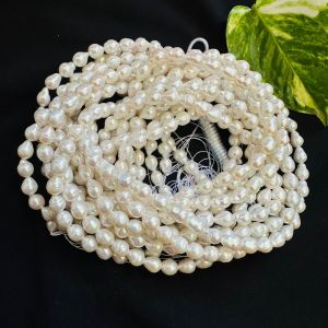 Fresh Water Pearl, Oval/Drop/Baroque Shaped, 6x8mm, Cream