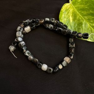 Natural Square Agate Beads, 8mm, Black