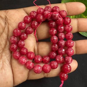 Natural Agate Beads, 8mm, Round, Dark Pink Shade
