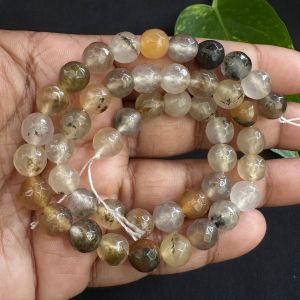 Natural Agate Beads, 8mm, Round, Light Grey & Light Brown Shade