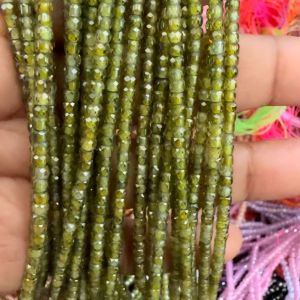 Cubic Zirconia Beads, CZ or Czech beads, Olive Green