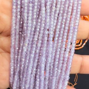 Navrabeads Light Lavender Cubic Zirconia Beads String 2x3mm – Premium CZ Faceted Crystal Spacer Beads, 14 Inch Strand, 135 Beads for Jewelry Making, Bracelet, Necklace & Earrings