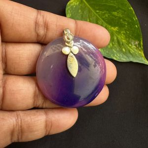 Natural Lace Agate Pendant, Purple