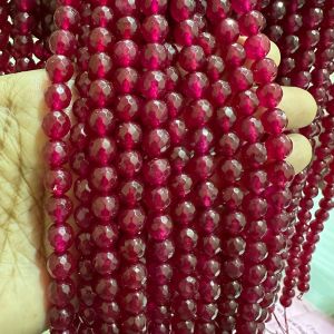 Natural Agate Beads, Faceted, 8mm, Pinkish Maroon