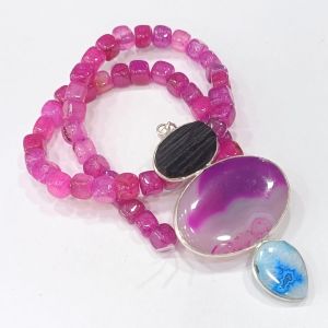 Combo of Gemstone Pendant+ Square Agate Beads